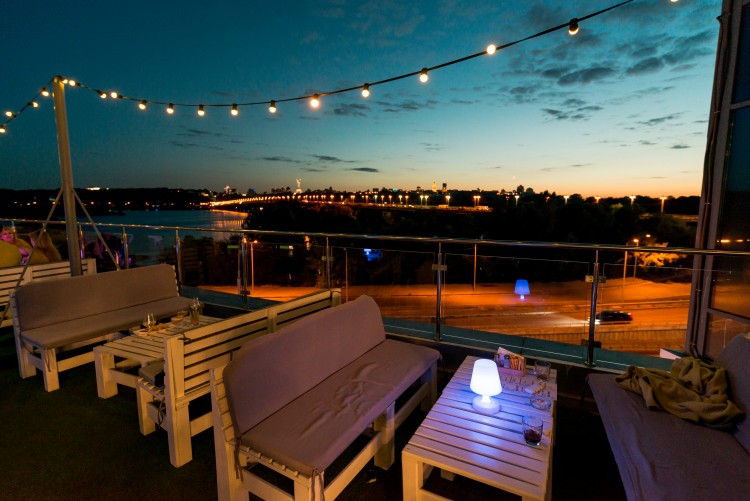 empty terrace sunset background outdoor lighting